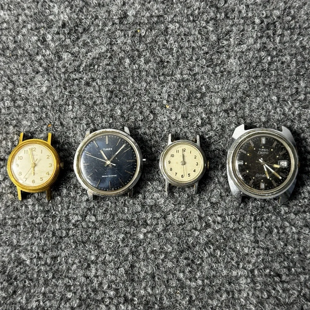 Vintage Timex Watch Lot of 4 Parts Repair Electric Mechanical Marlin Dynabeat